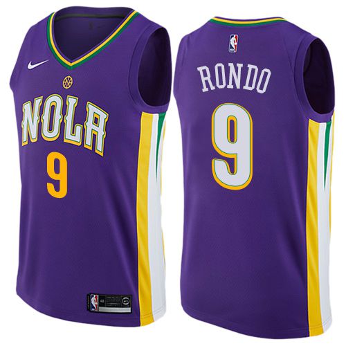Men New Orleans Pelicans #9 Rondo Purple Game Nike NBA Jerseys-0